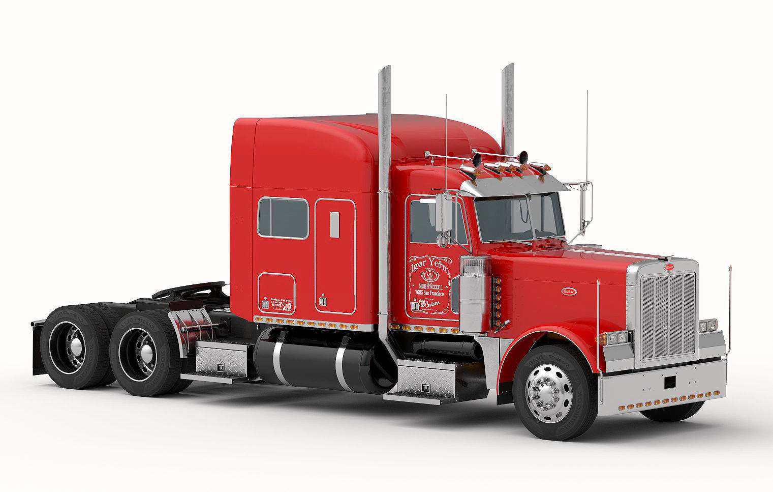 Detailed Peterbilt 379 with interior  3D model_4