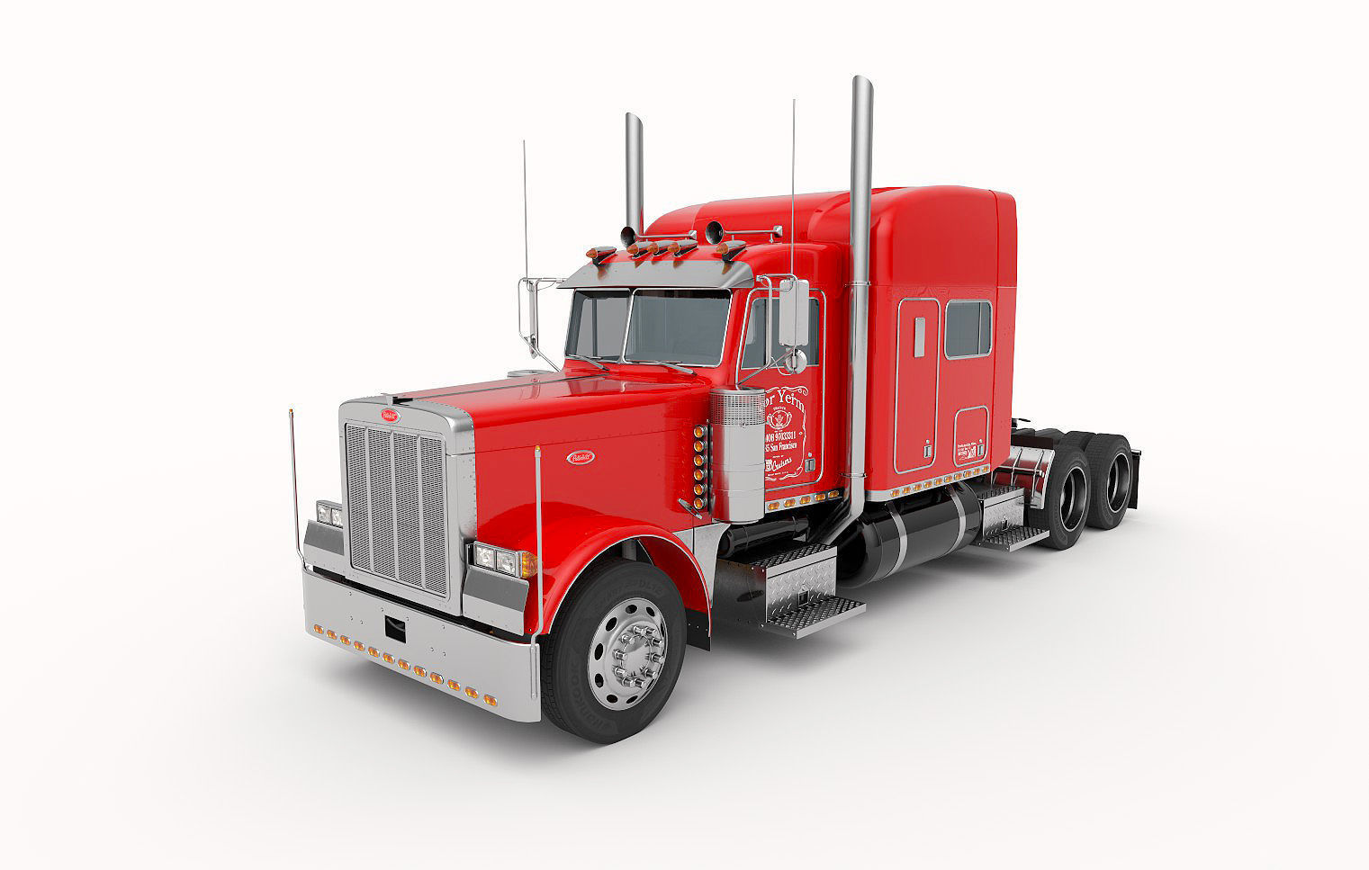 Detailed Peterbilt 379 with interior  3D model_10