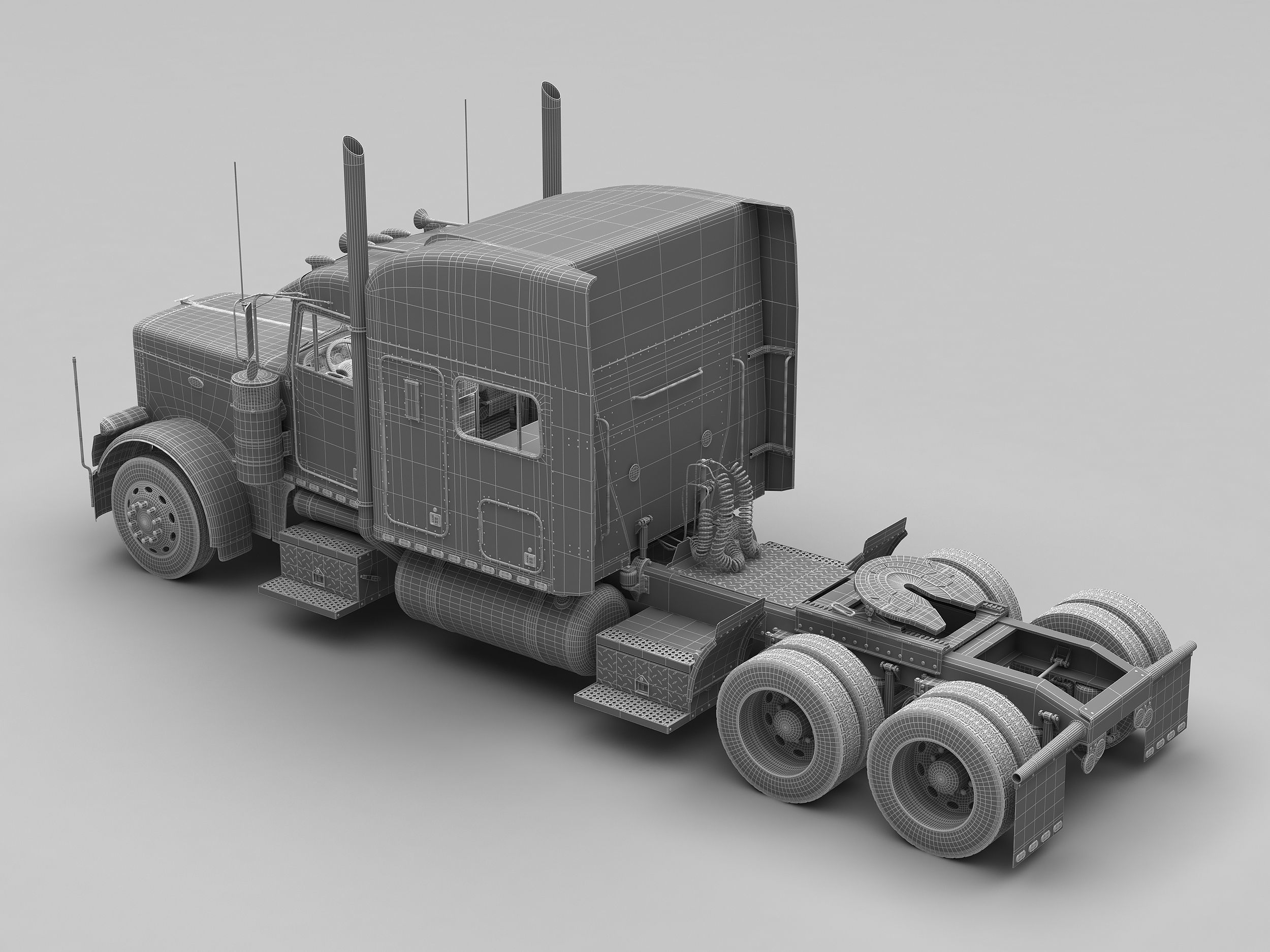 Detailed Peterbilt 379 with interior  3D model_13