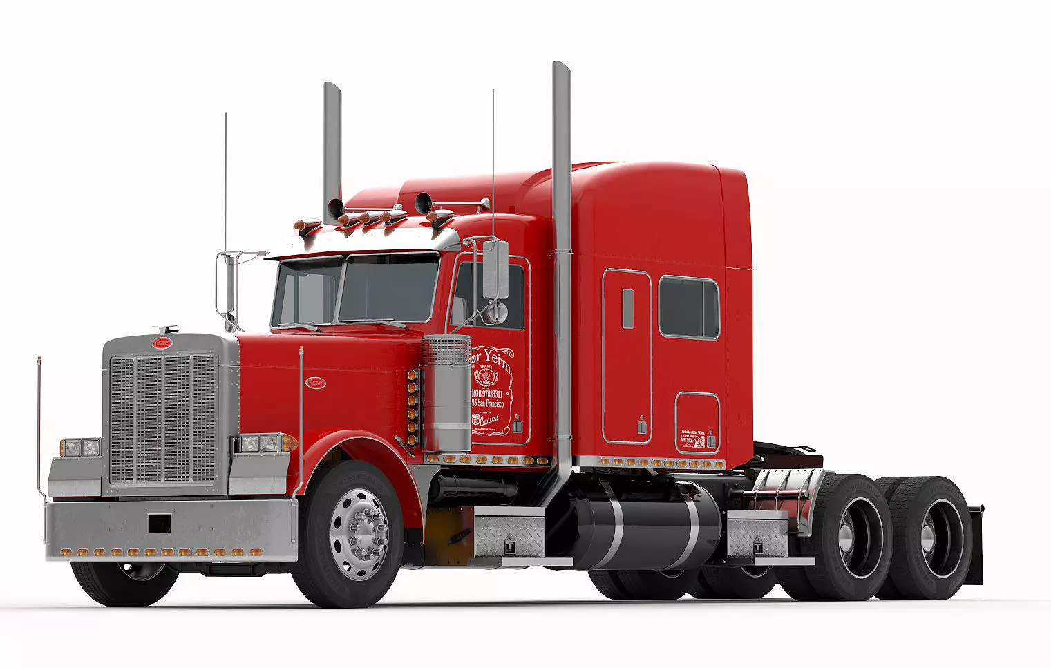 Detailed Peterbilt 379 with interior  3D model_0