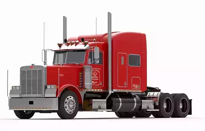 Detailed Peterbilt 379 with interior  3D model