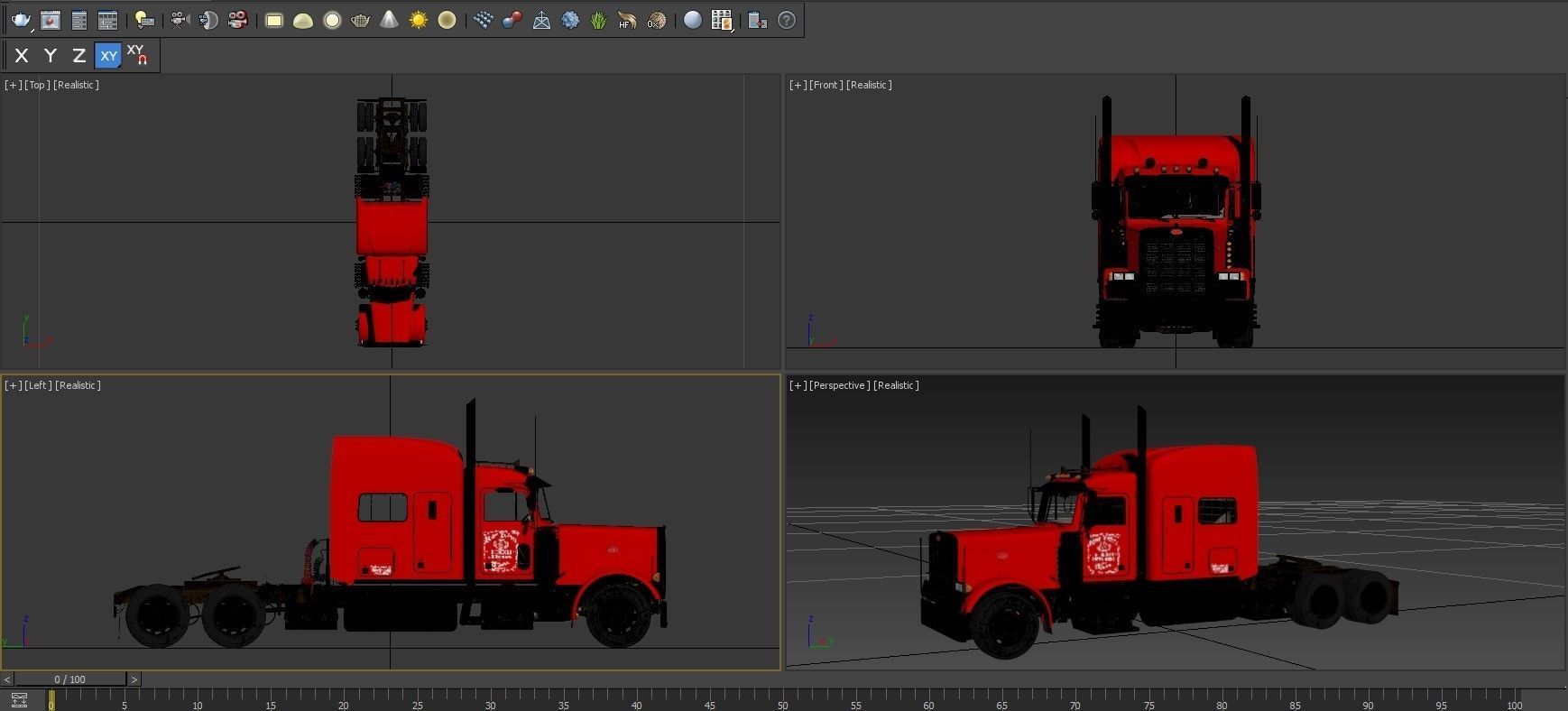 Detailed Peterbilt 379 with interior  3D model_23