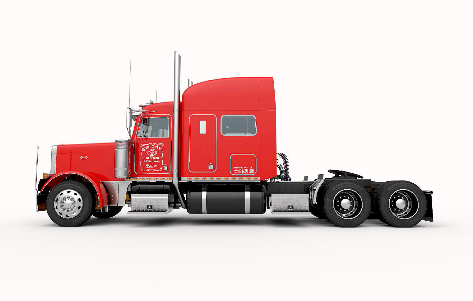 Detailed Peterbilt 379 with interior  3D model_1