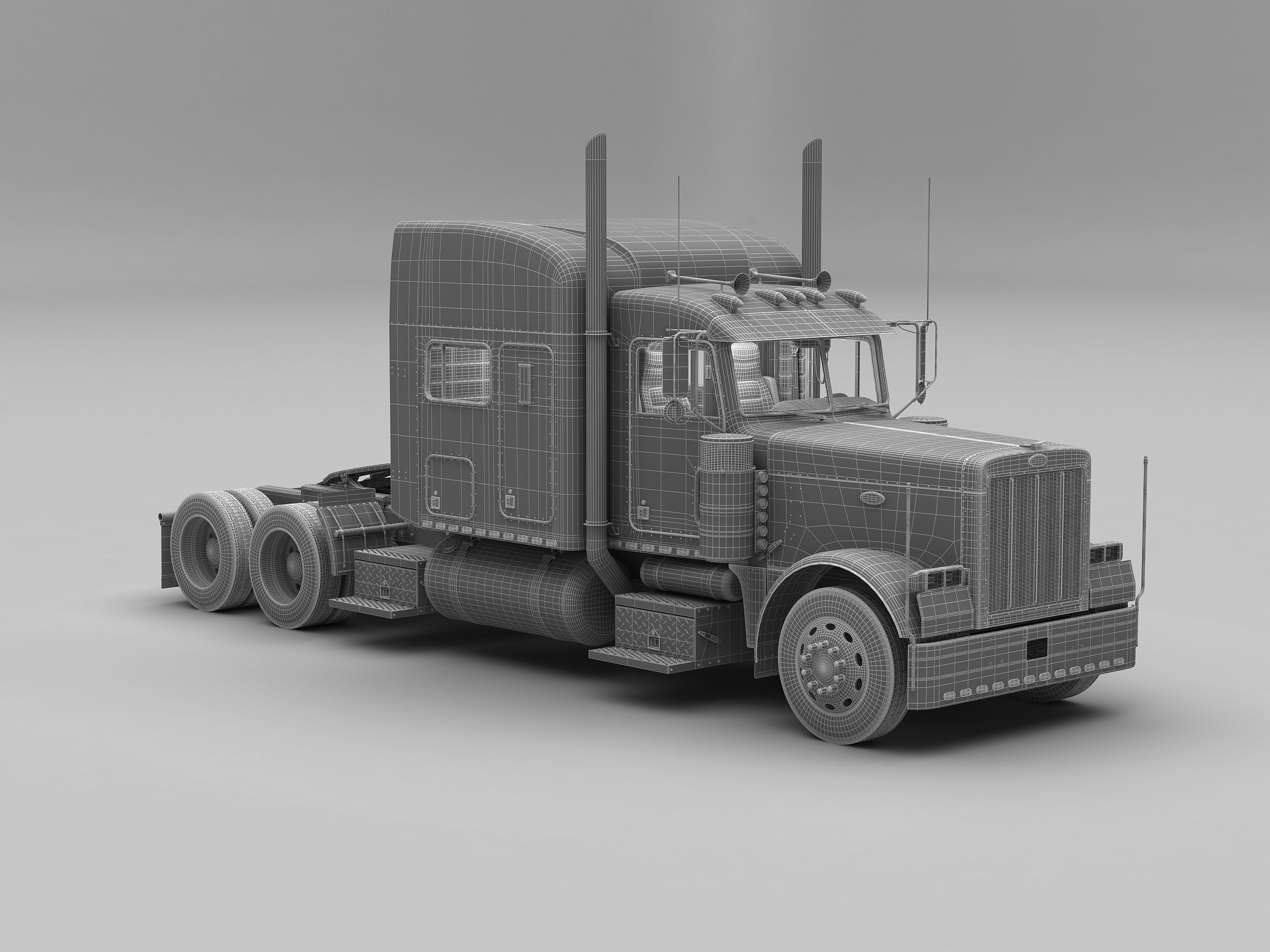 Detailed Peterbilt 379 with interior  3D model_5