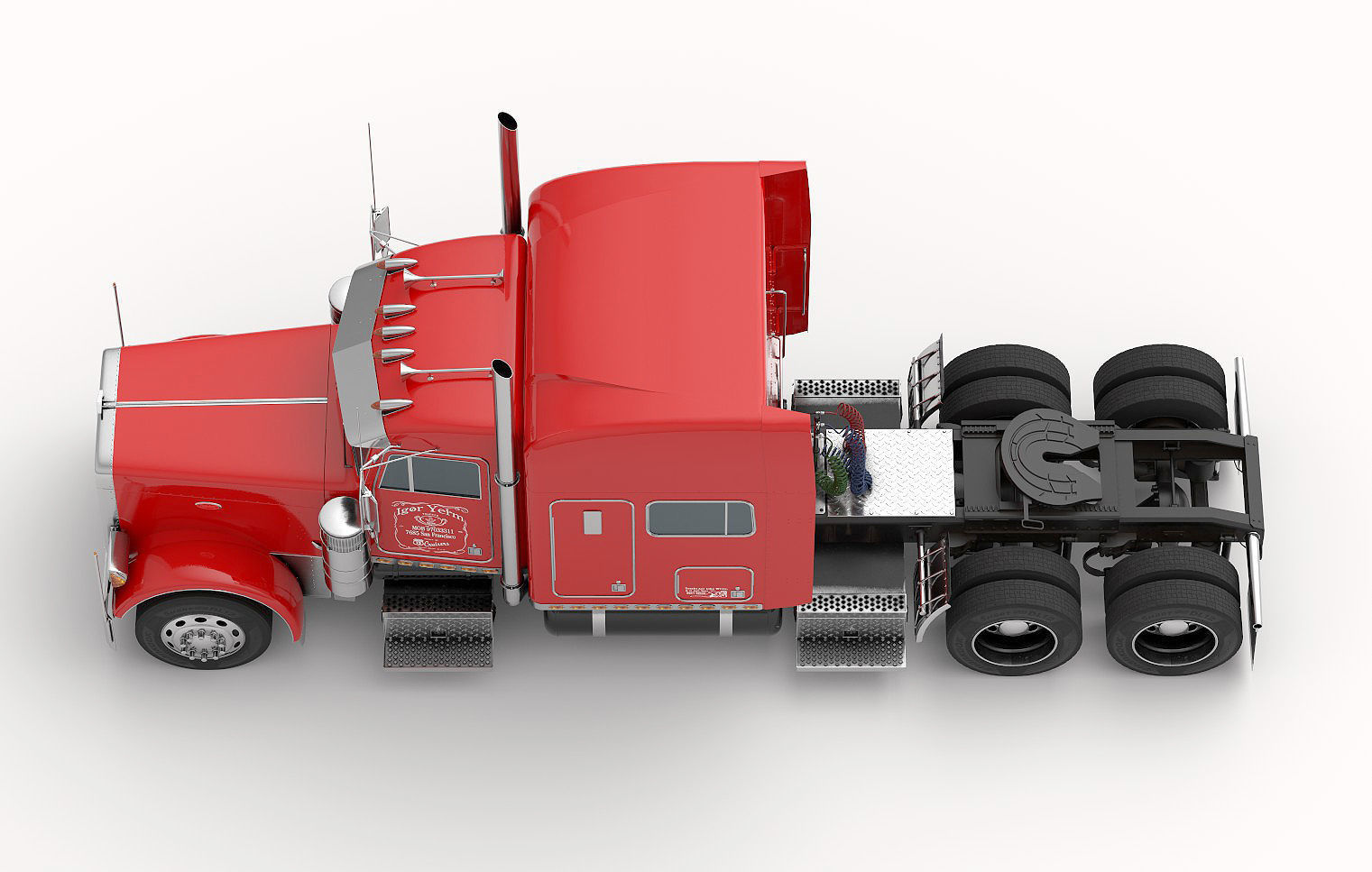 Detailed Peterbilt 379 with interior  3D model_27