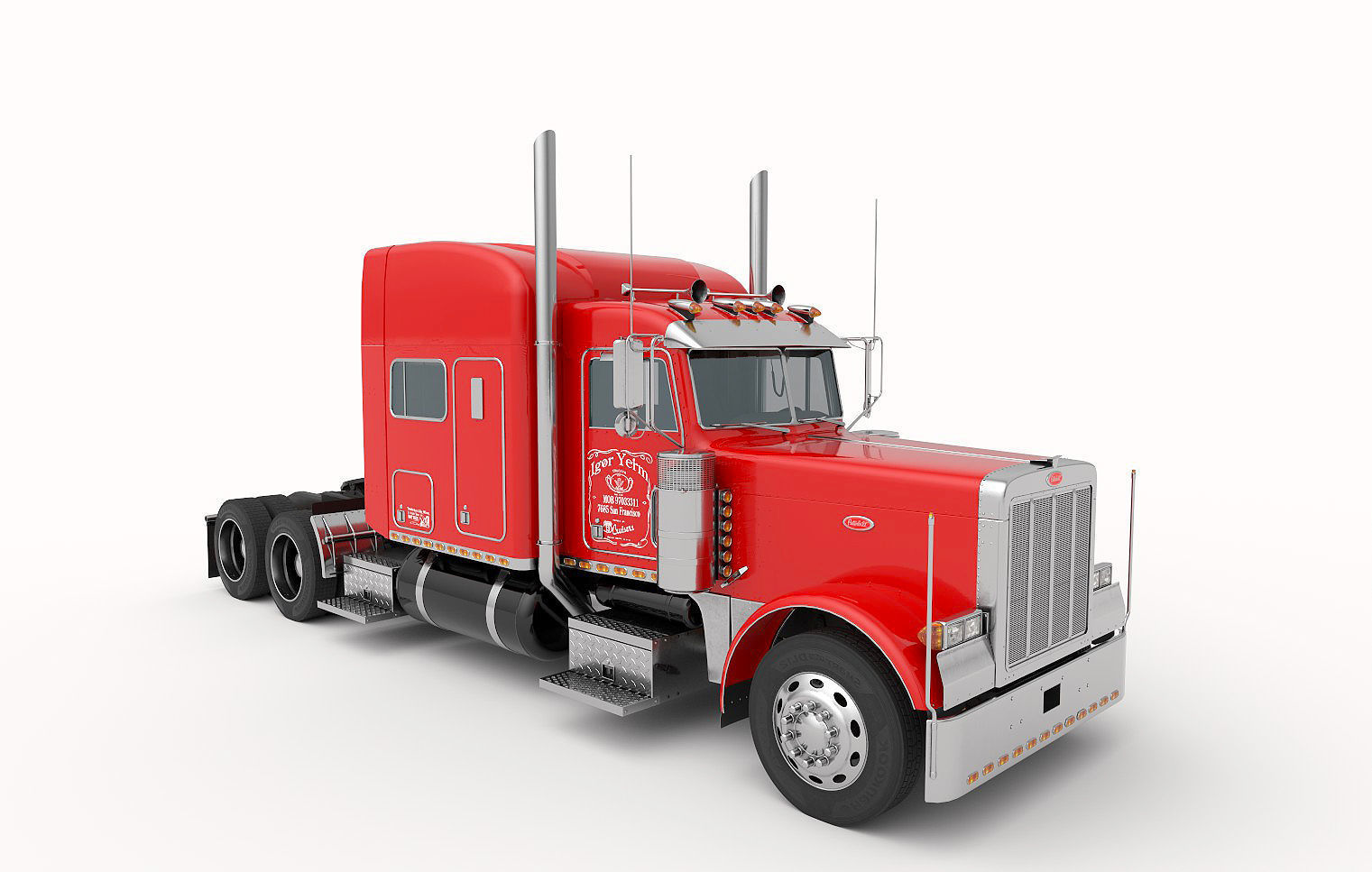 Detailed Peterbilt 379 with interior  3D model_28
