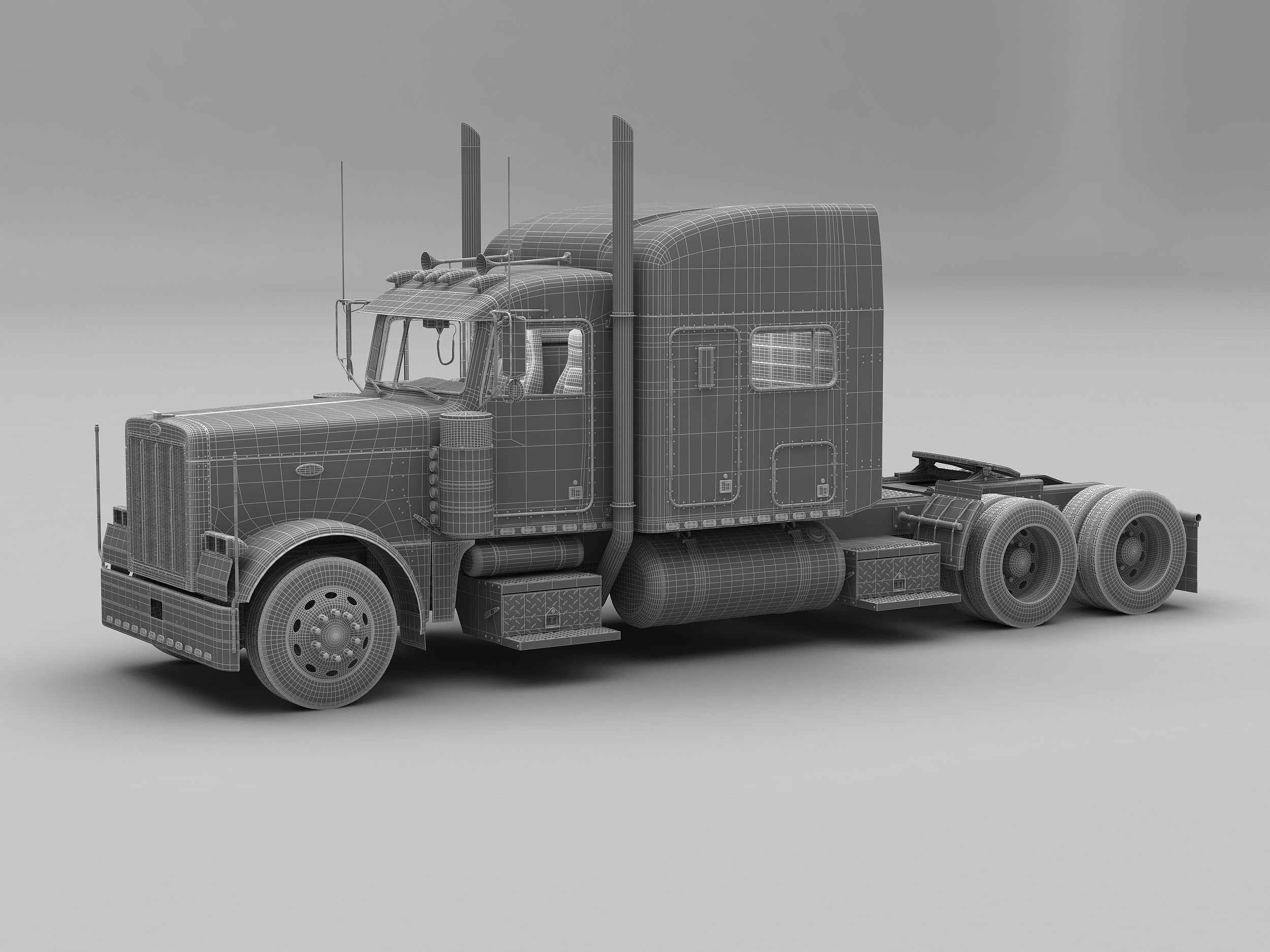 Detailed Peterbilt 379 with interior  3D model_11