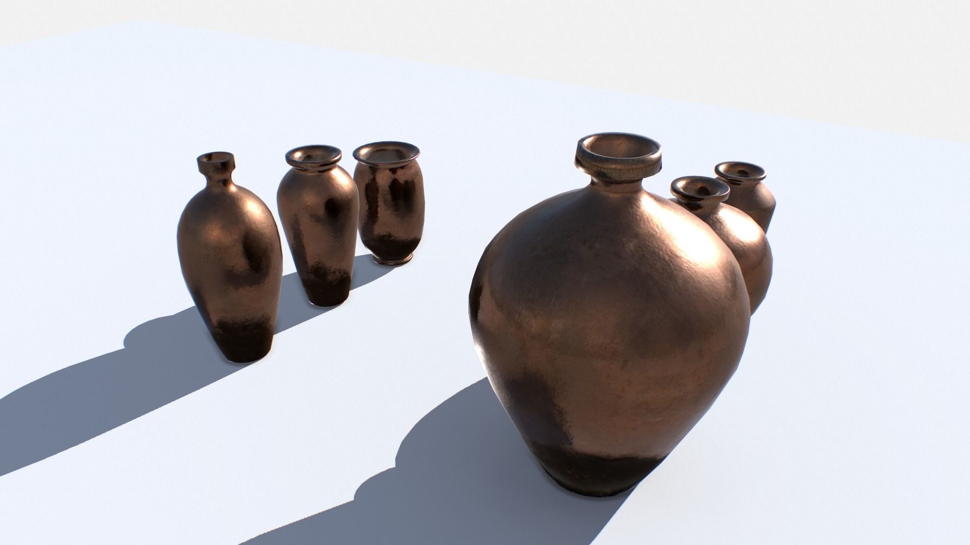Old Copper Jars pack 1 Low-poly 3D model_3