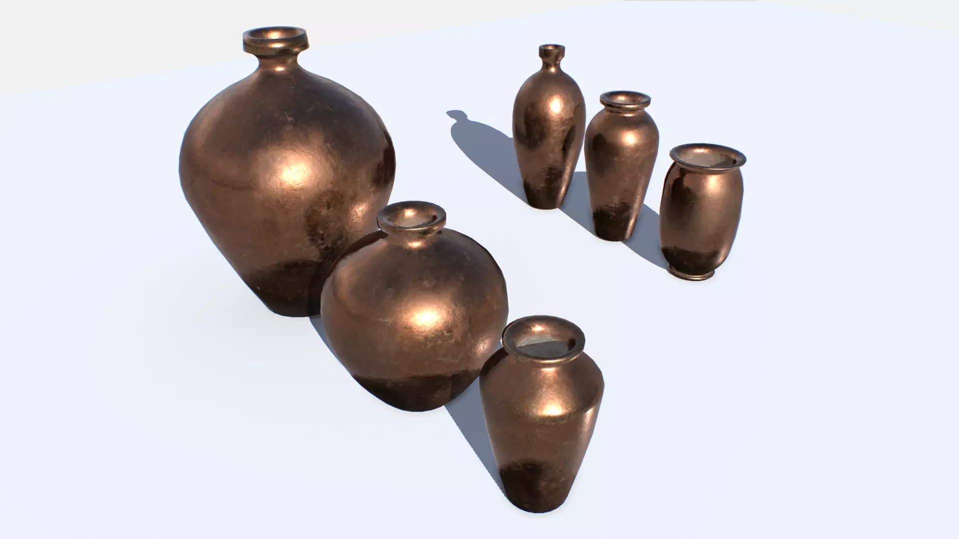 Old Copper Jars pack 1 Low-poly 3D model_0