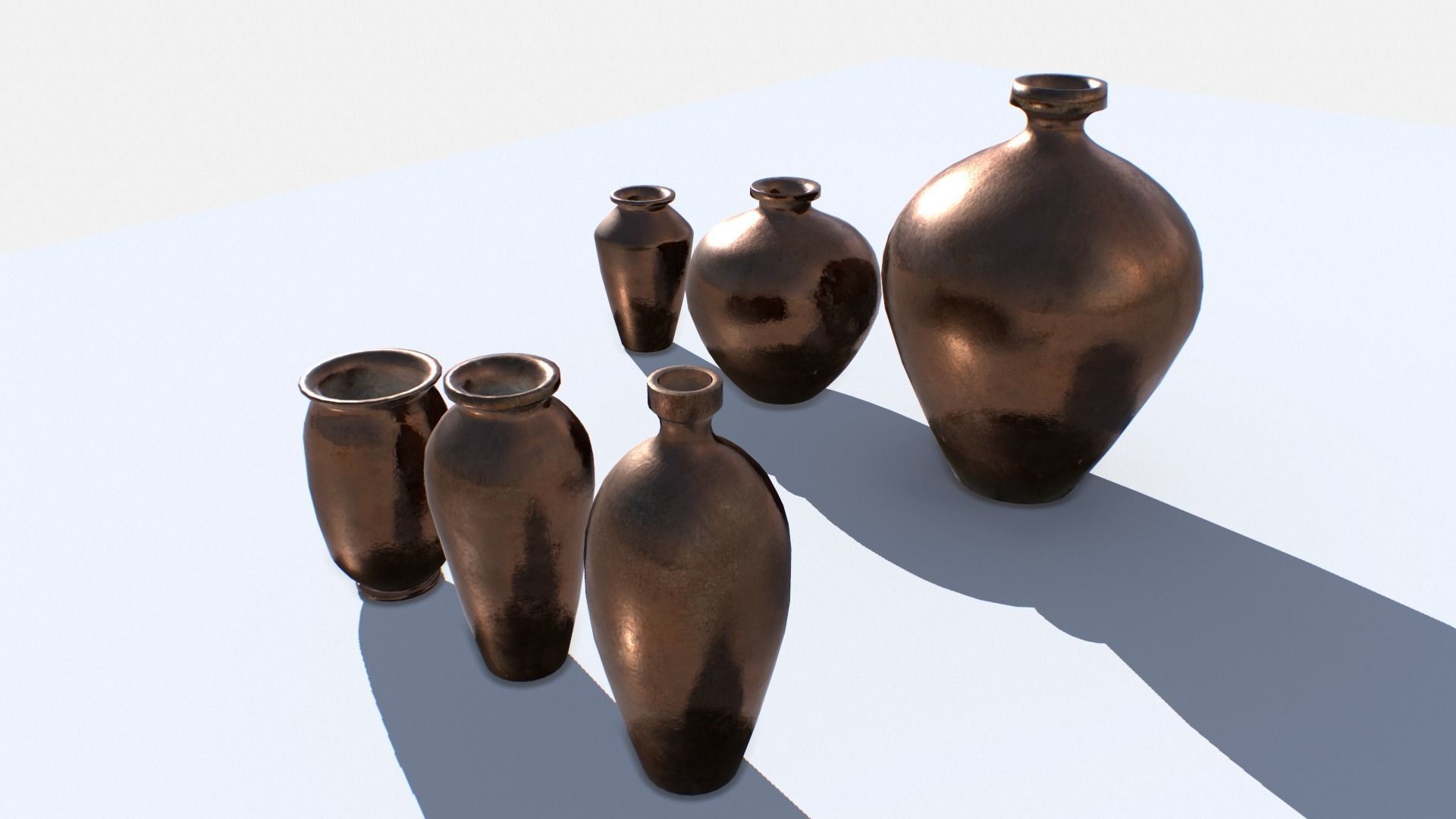 Old Copper Jars pack 1 Low-poly 3D model_2