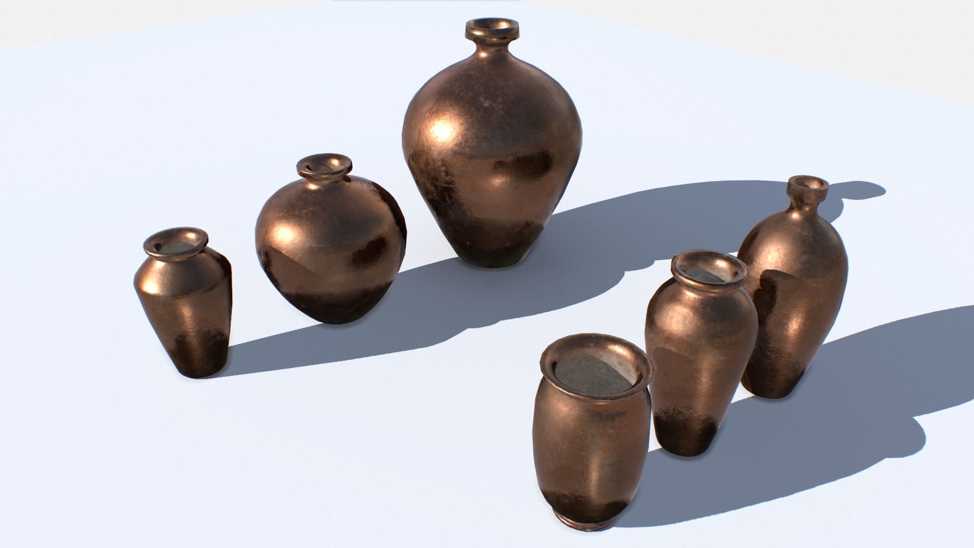 Old Copper Jars pack 1 Low-poly 3D model_1