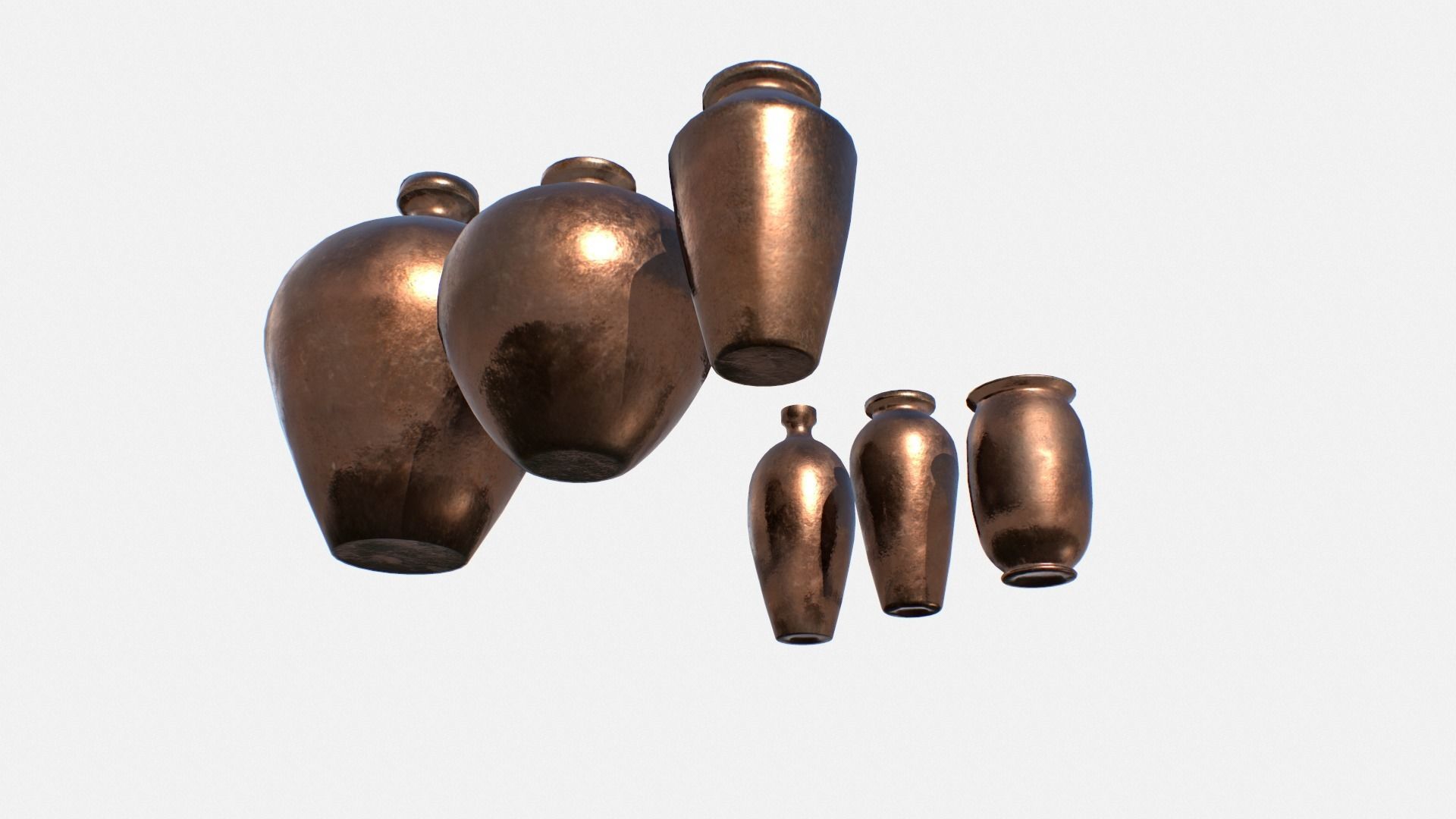 Old Copper Jars pack 1 Low-poly 3D model_4