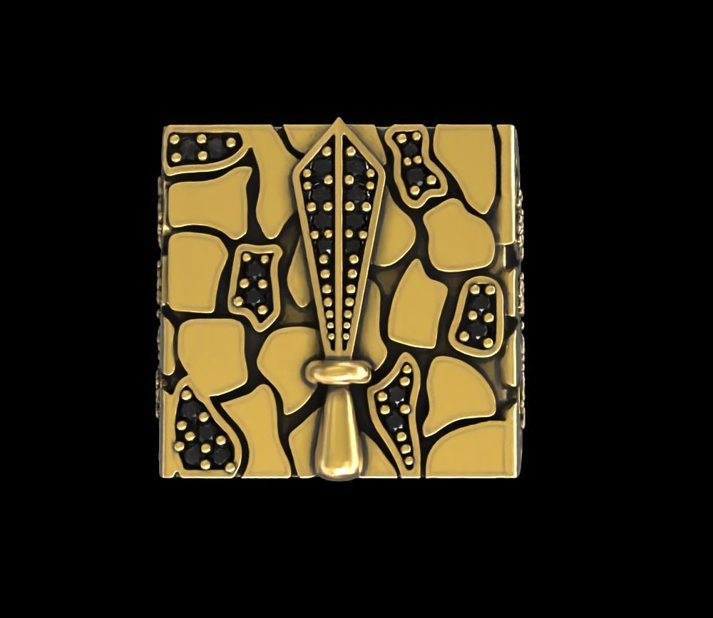 Man ring with sword 3D print model_2