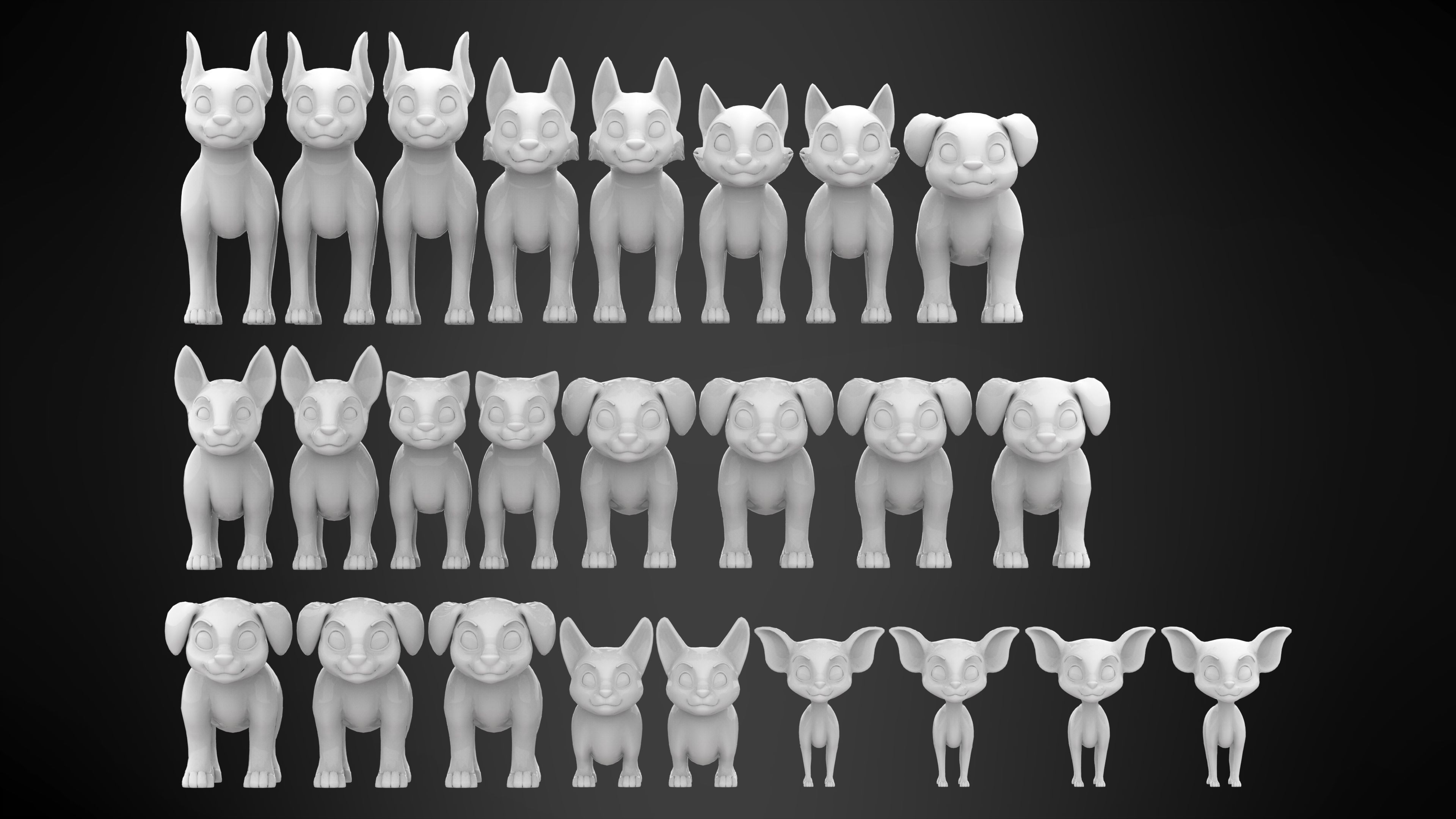 Puppies Pack Low-poly 3D model_6
