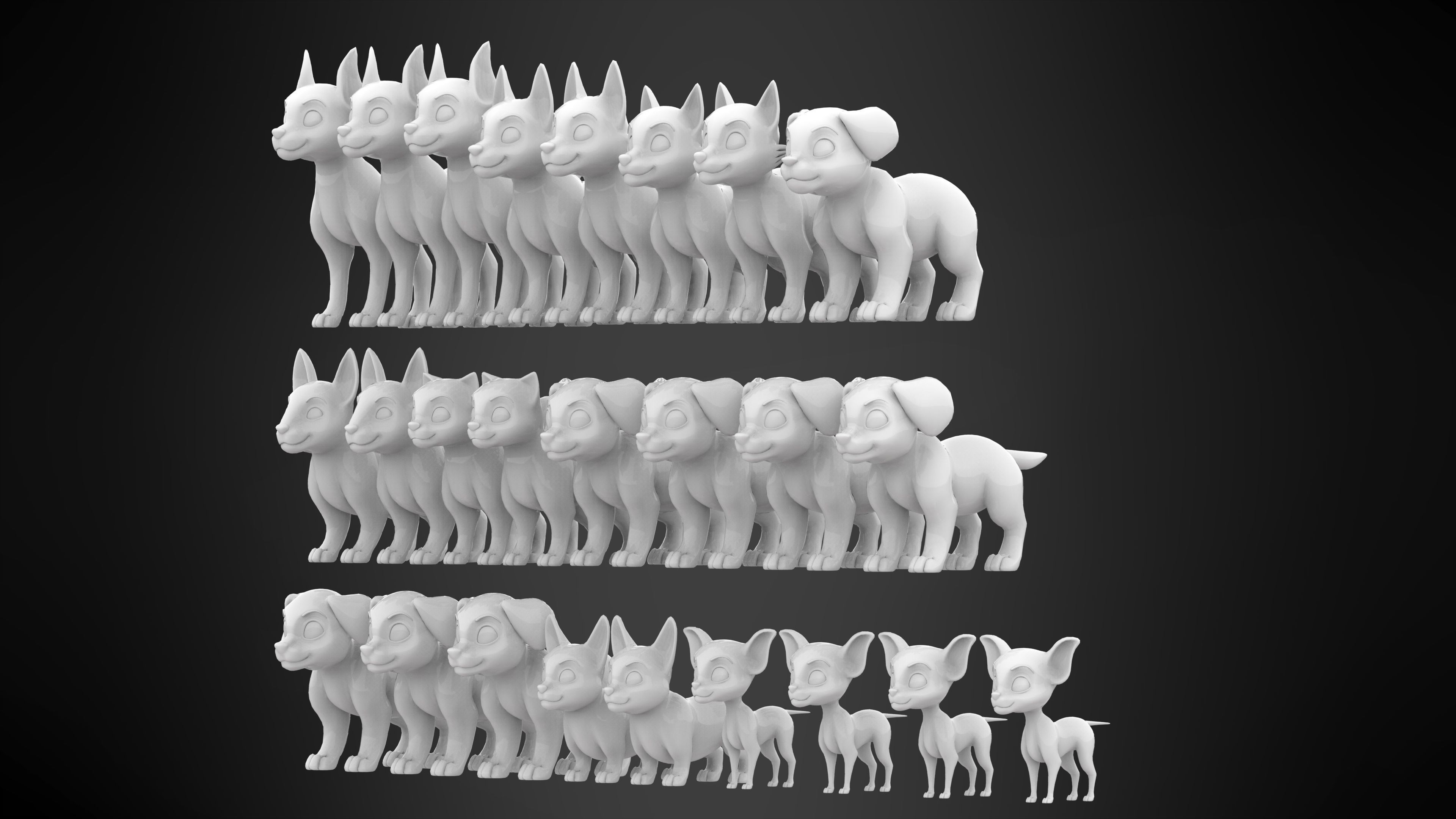 Puppies Pack Low-poly 3D model_5