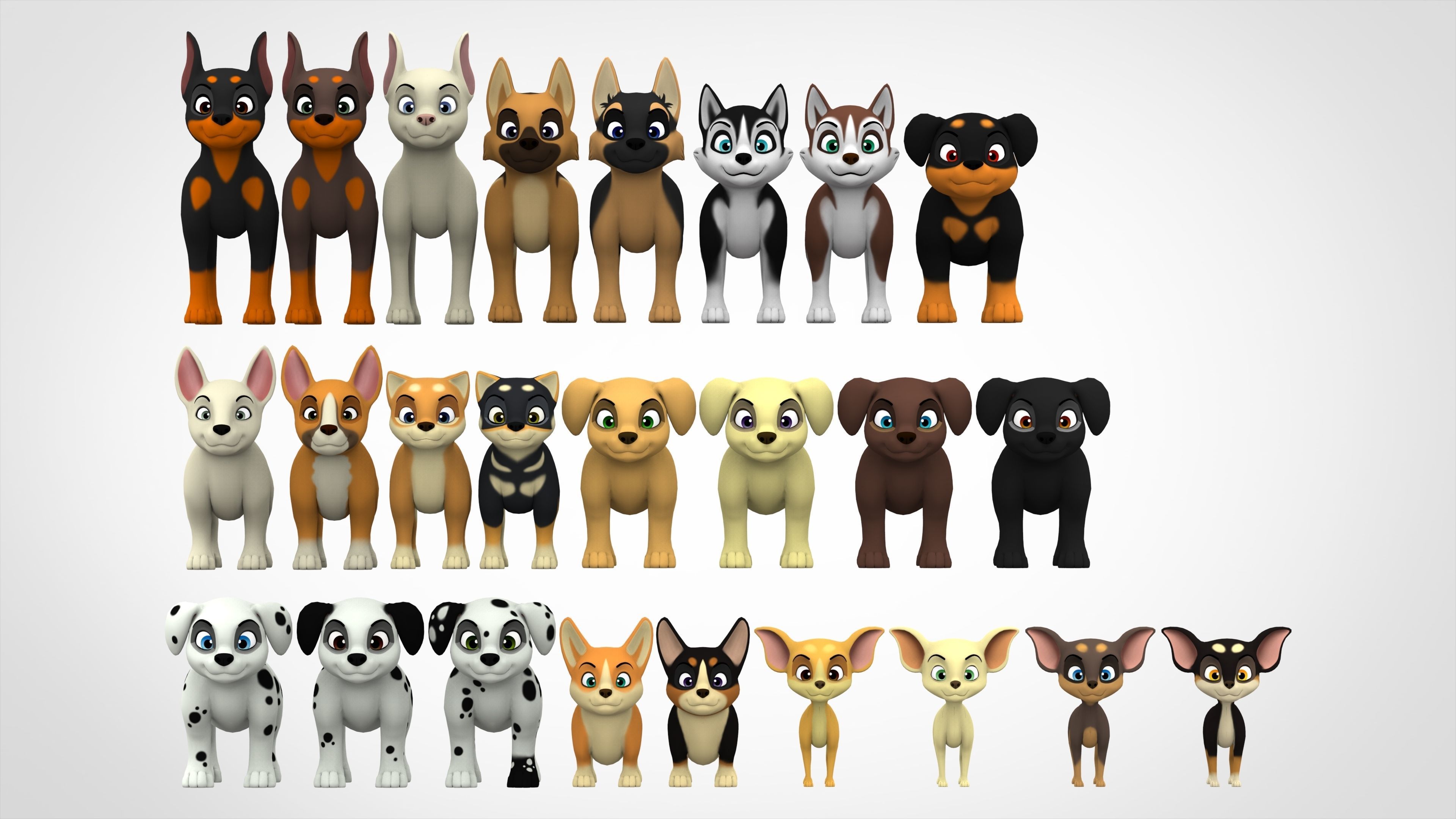 Puppies Pack Low-poly 3D model_1