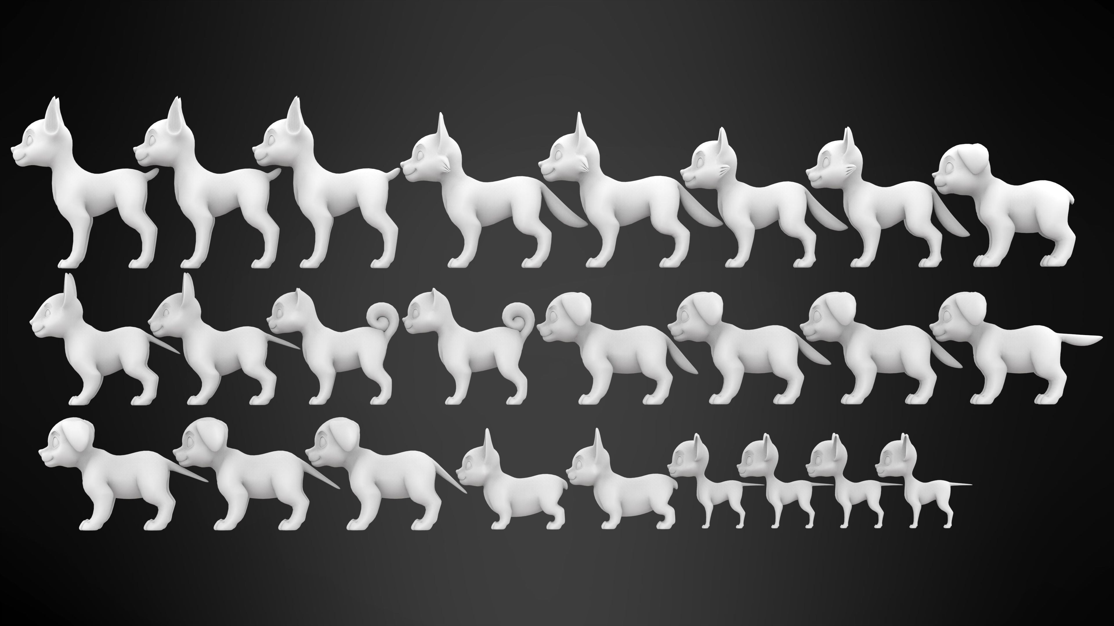 Puppies Pack Low-poly 3D model_7