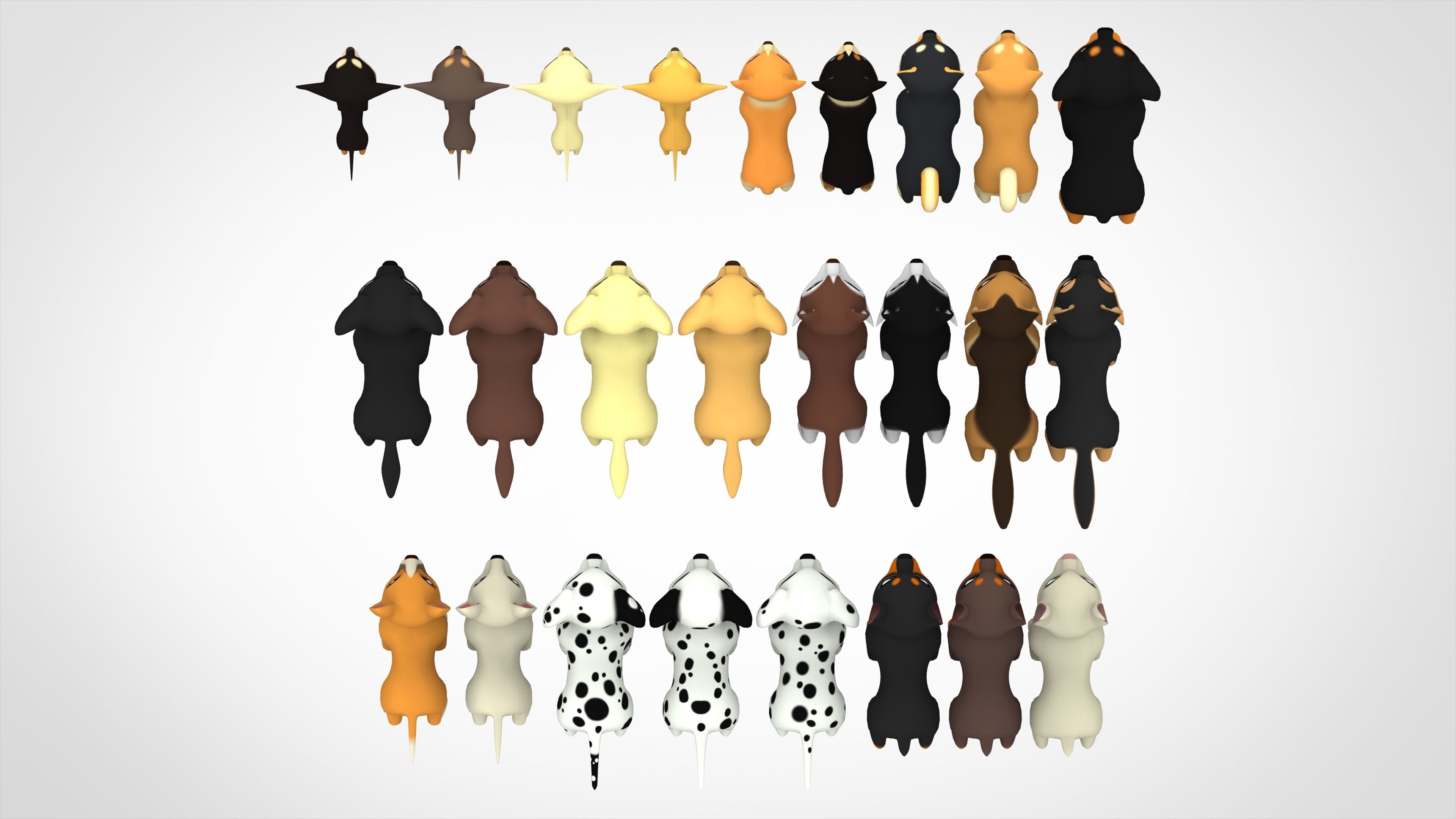 Puppies Pack Low-poly 3D model_4