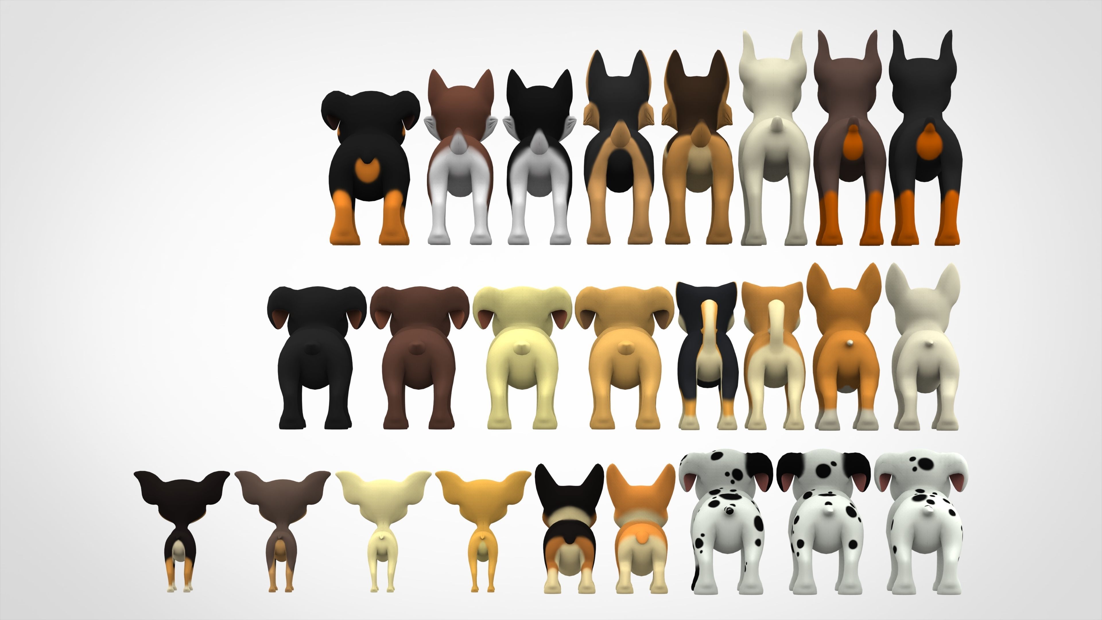 Puppies Pack Low-poly 3D model_3