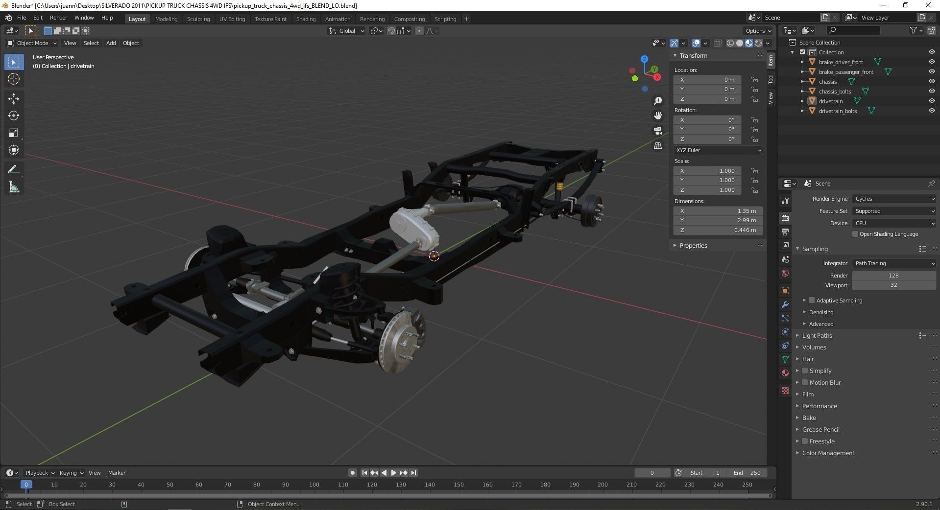 PICKUP TRUCK CHASSIS 4WD IFS 3D model_13