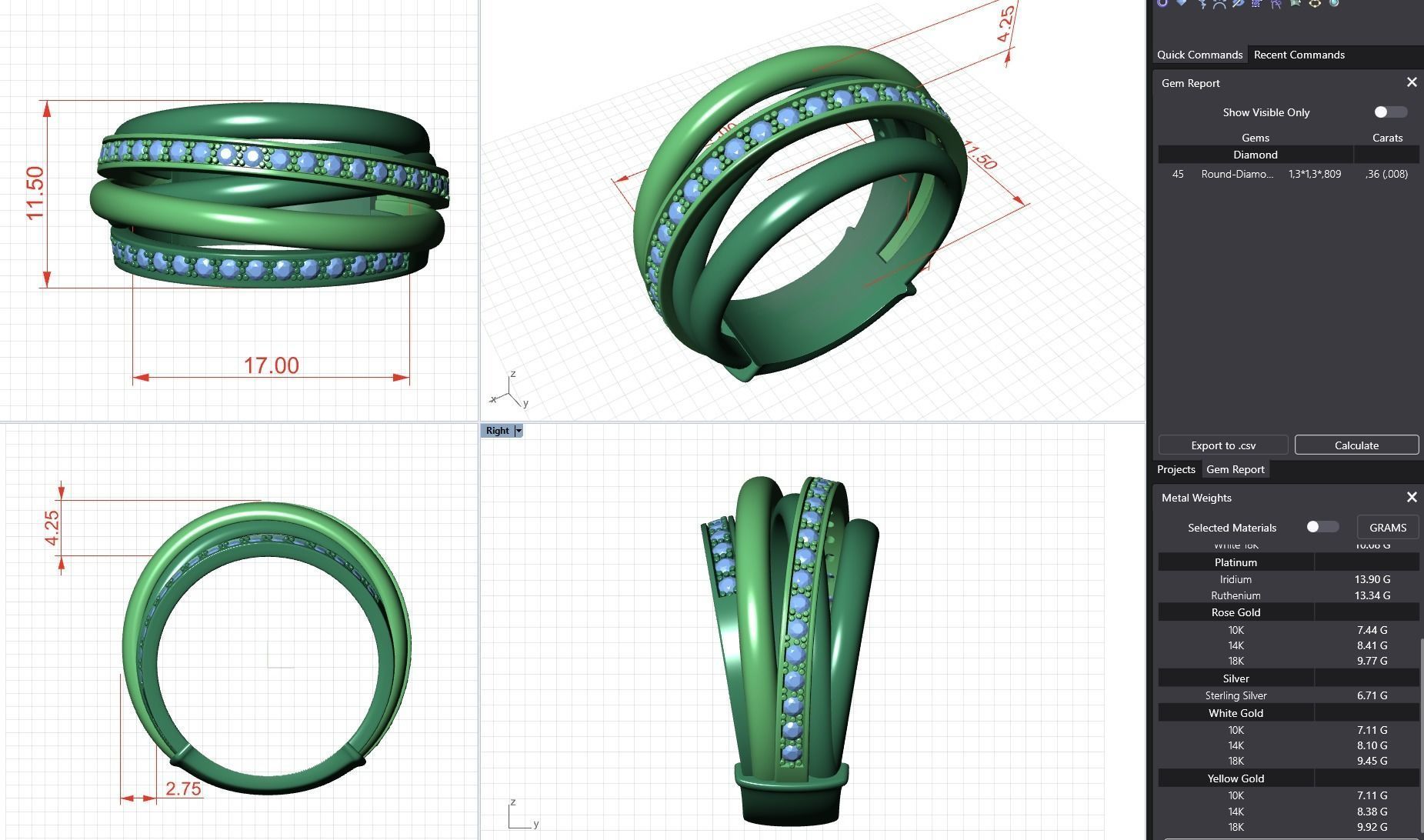 Diamond Allegra Ring 3D print model_1