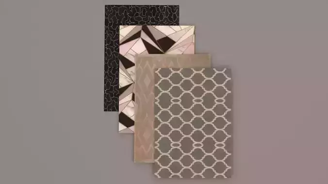 Carpets four different patterns 3D model