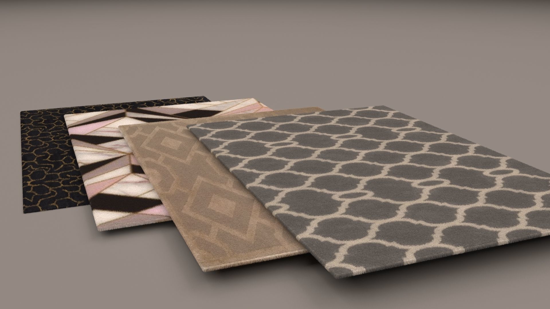 Carpets four different patterns 3D model_2