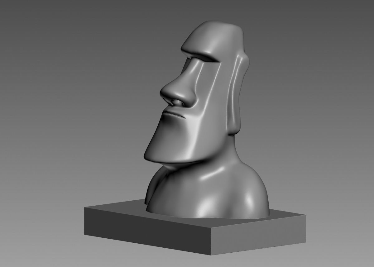 Moai 3d Print Model sculpture of man with beard 3D print model_30