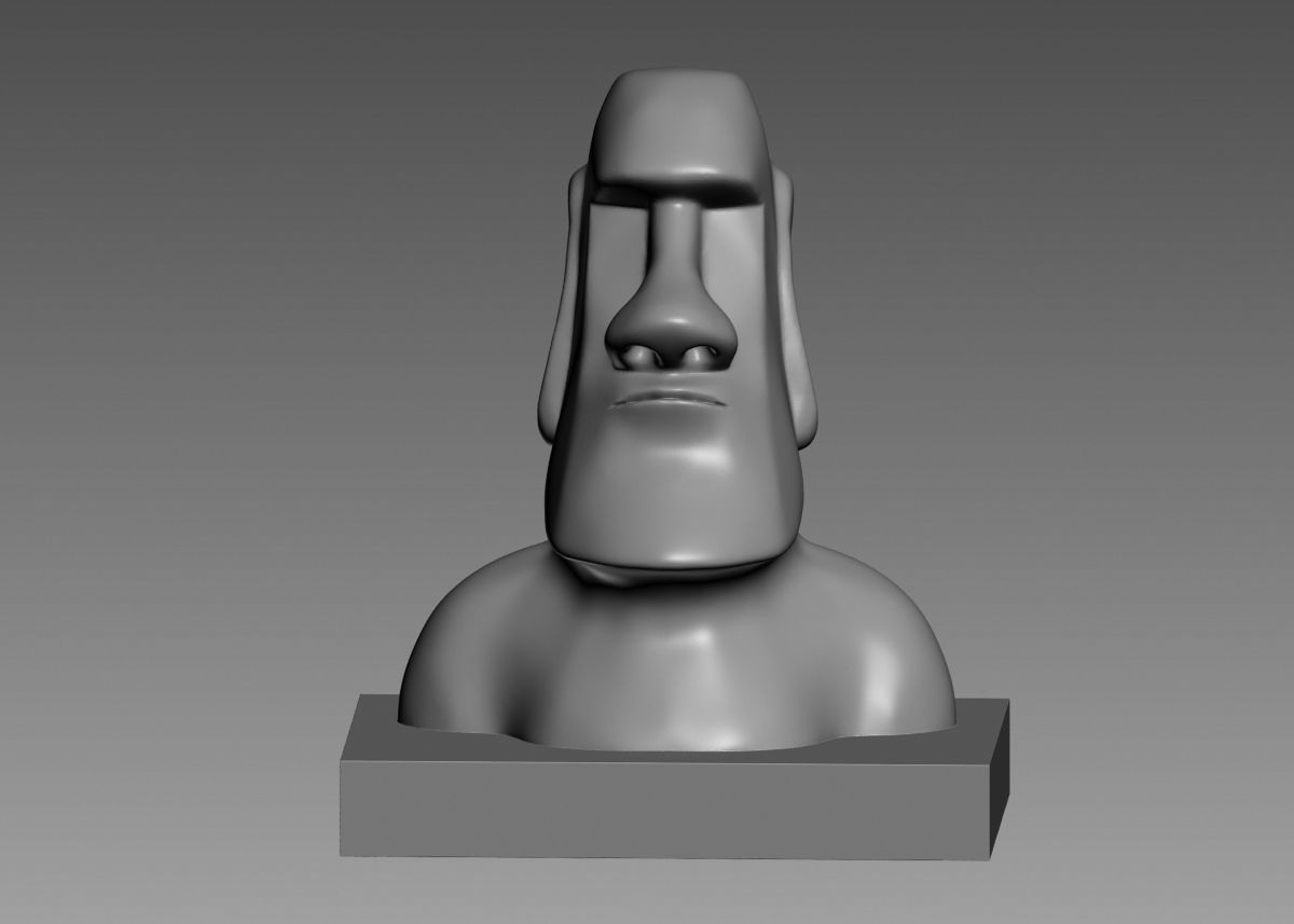 Moai 3d Print Model sculpture of man with beard 3D print model_36