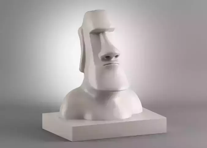 Moai 3d Print Model sculpture of man with beard 3D print model