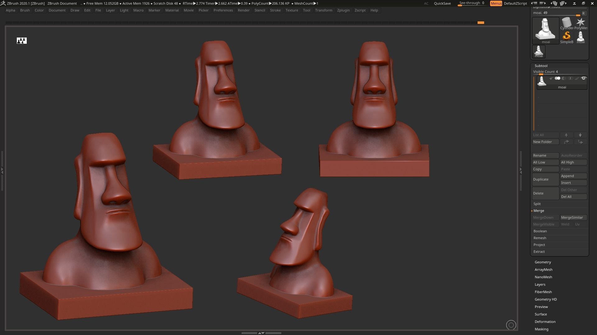 Moai 3d Print Model sculpture of man with beard 3D print model_6