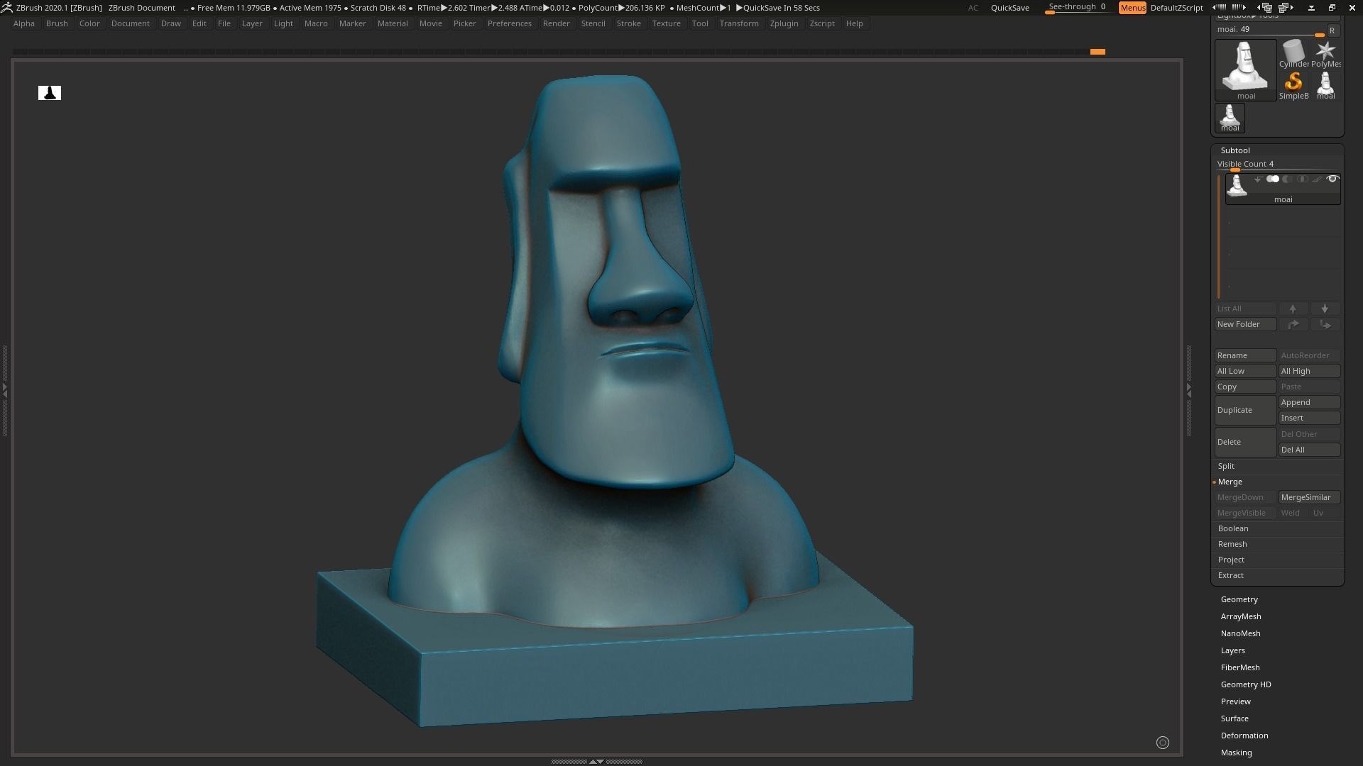 Moai 3d Print Model sculpture of man with beard 3D print model_7