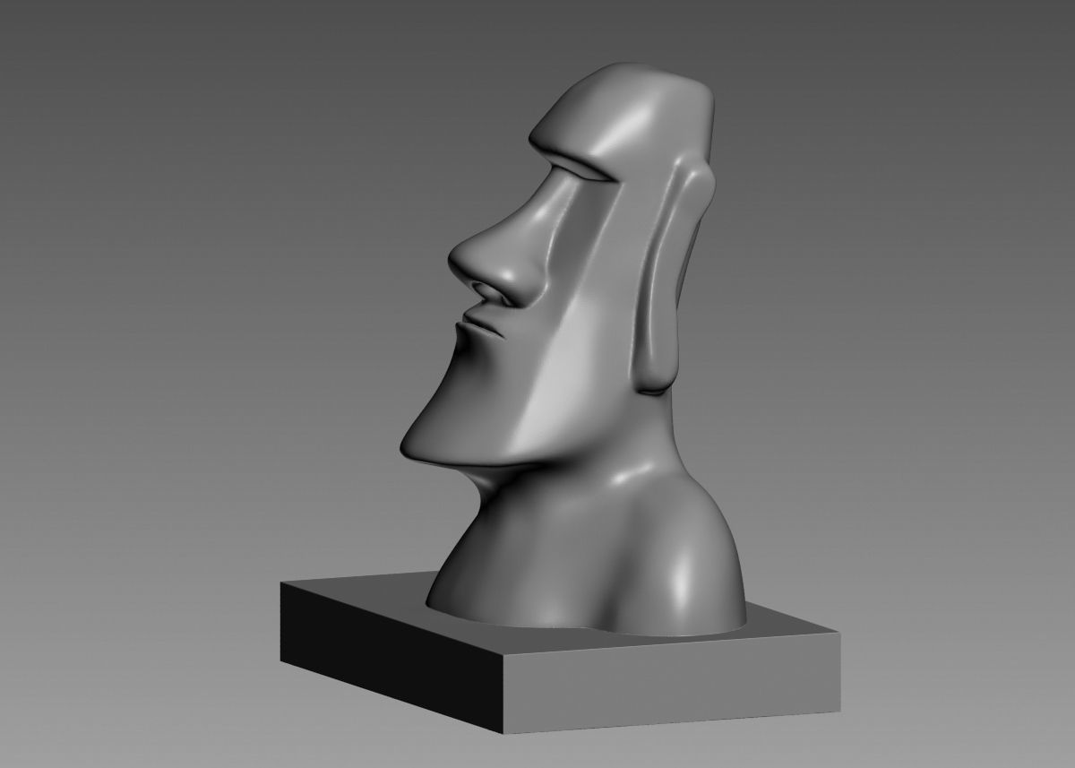 Moai 3d Print Model sculpture of man with beard 3D print model_10