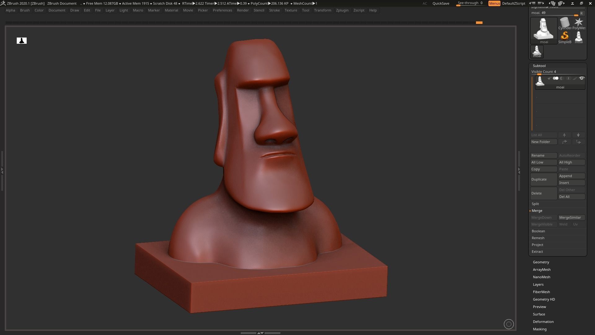 Moai 3d Print Model sculpture of man with beard 3D print model_5