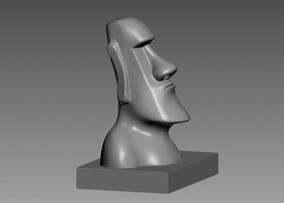 Moai 3d Print Model sculpture of man with beard 3D print model_34