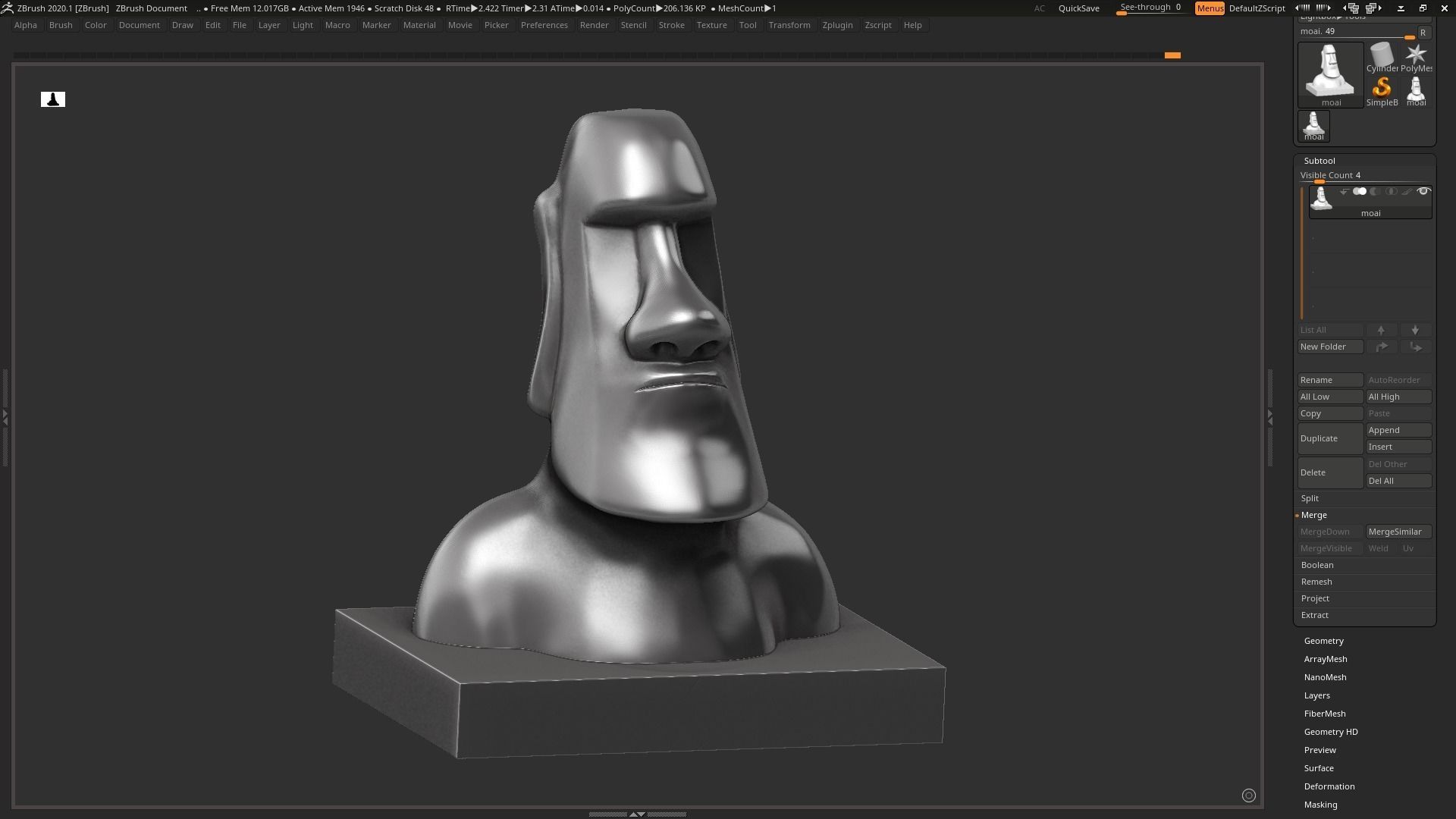 Moai 3d Print Model sculpture of man with beard 3D print model_3