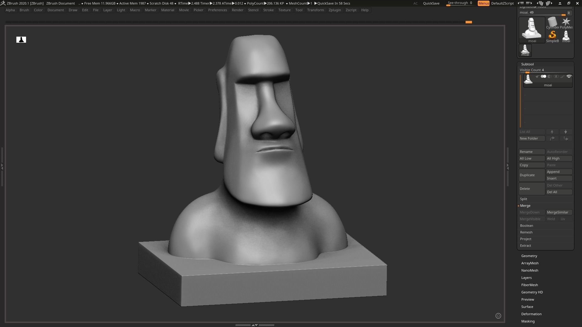 Moai 3d Print Model sculpture of man with beard 3D print model_8