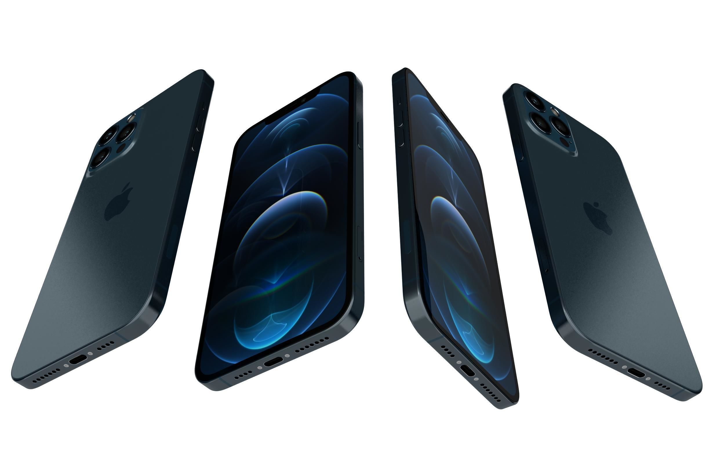 Apple iPhone 12 Pro Max Pacific Blue 3D model_4