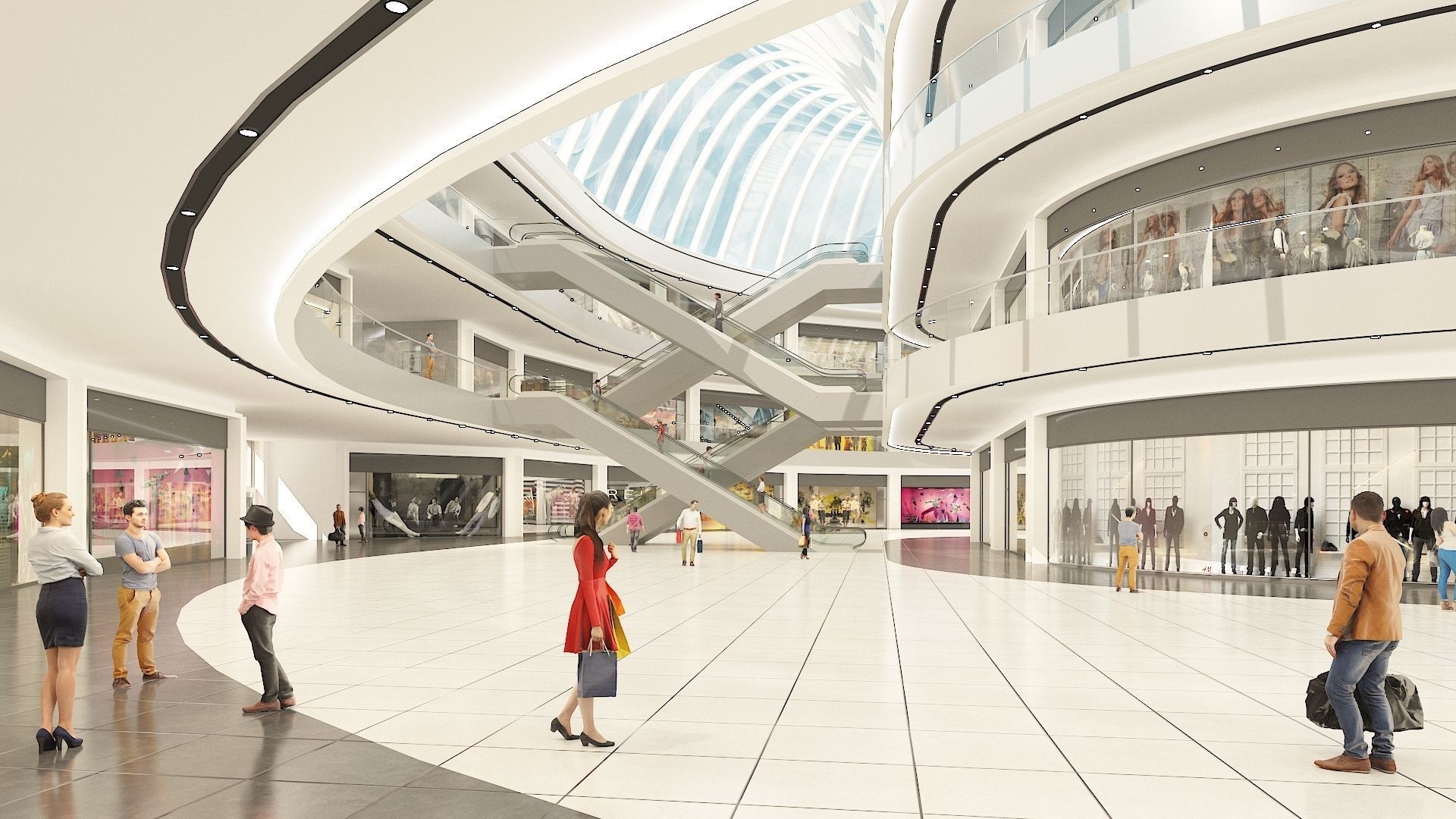 Shopping Centre 3 - Interior and Exterior 3D model_9