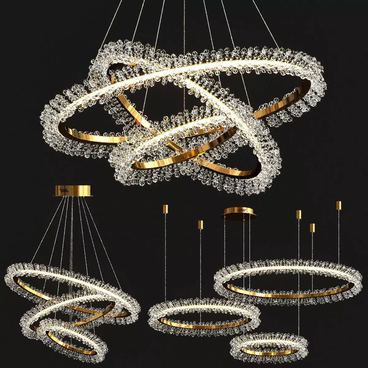 Collection crystal rings 3D model_0