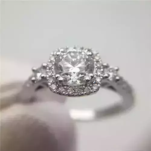 3DM Format Halo round cut moissanite engagement ring sets