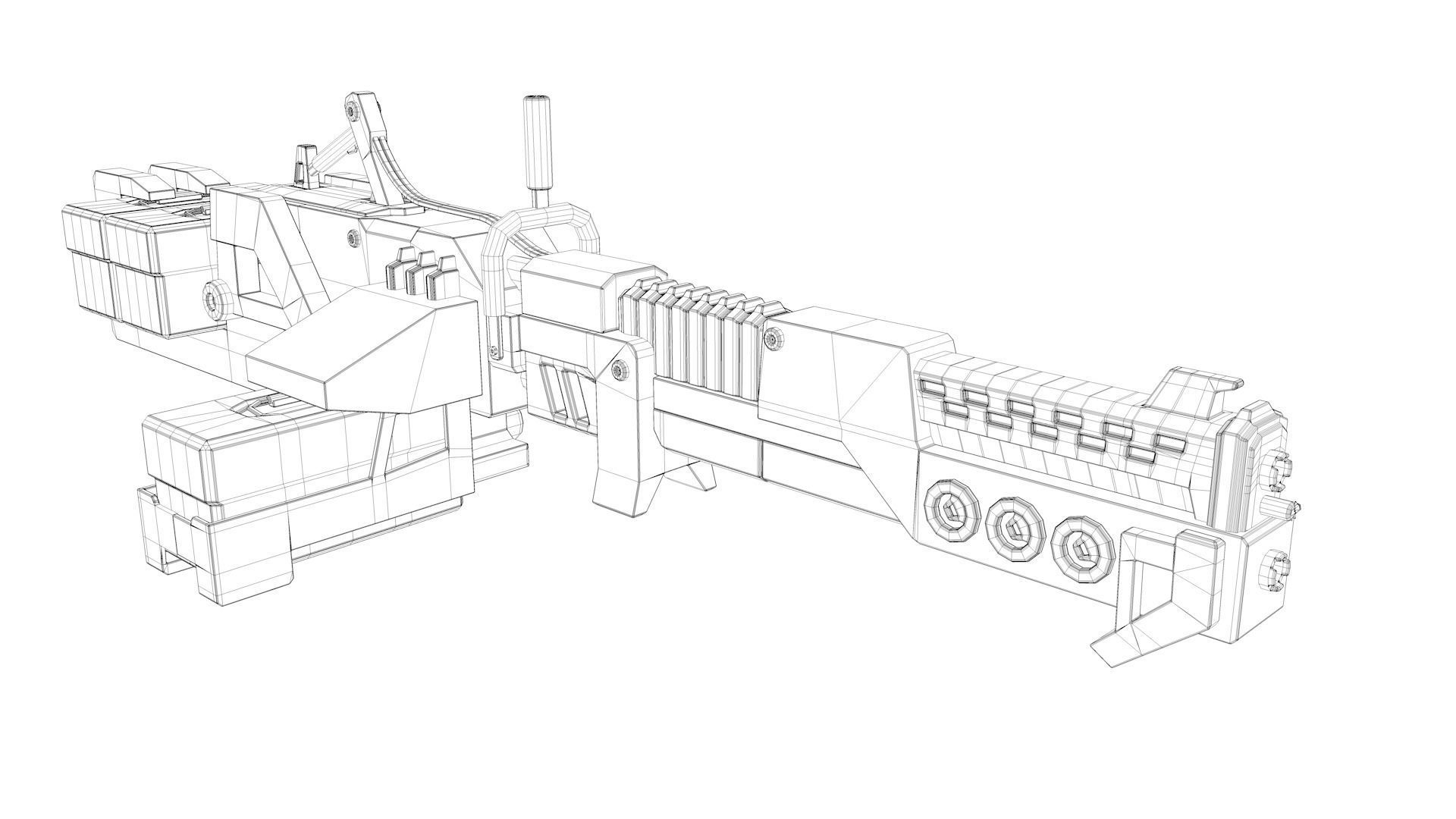machinegun futuristic weapon 3D model_2