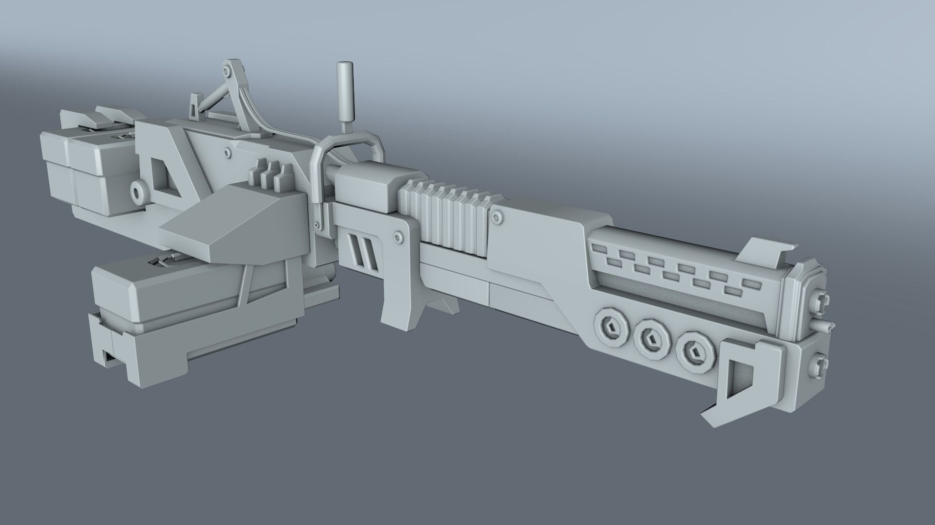 machinegun futuristic weapon 3D model_1