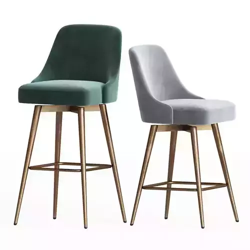 Westelm Mid Century Velvet Swivel Counter and Bar Stool 