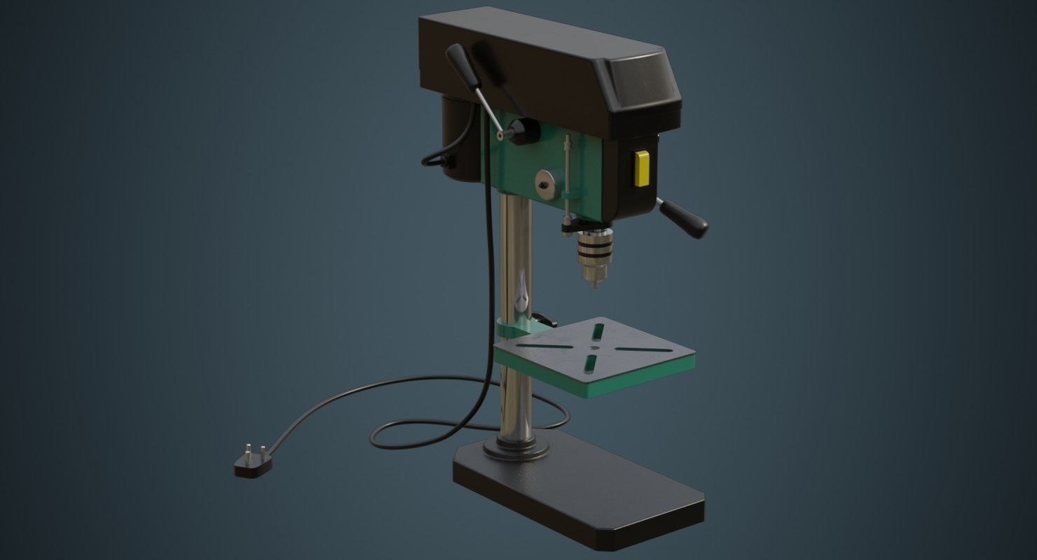 Drill Press 2A Low-poly 3D model_1