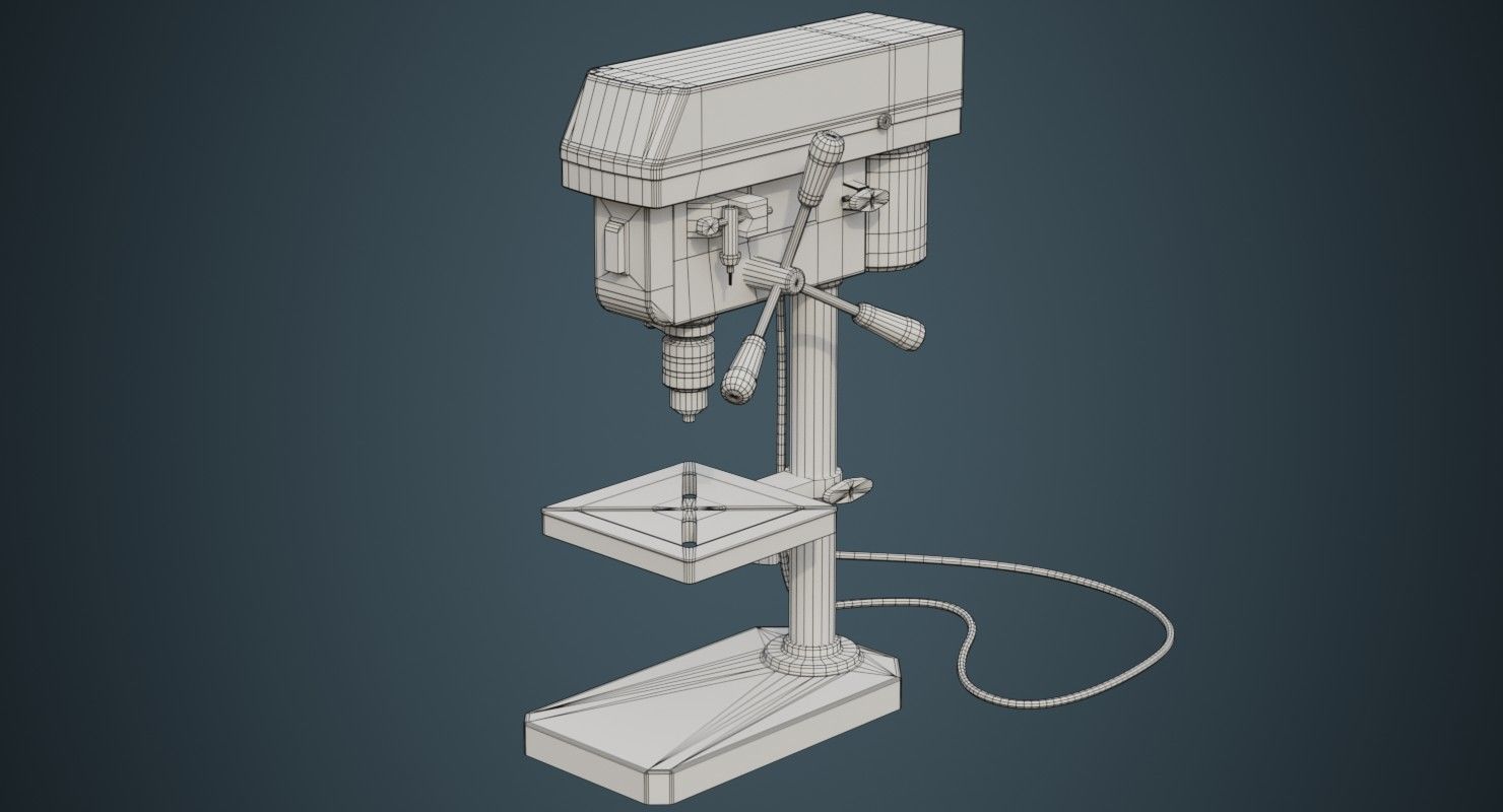 Drill Press 2A Low-poly 3D model_7
