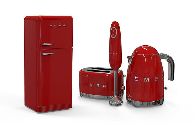  Fridge - Toaster - Kettle - Hand Blender  3D model