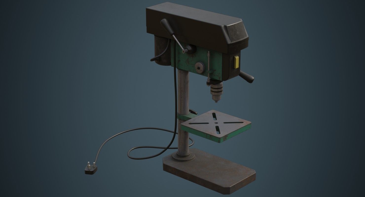 Drill Press 2B Low-poly 3D model_1