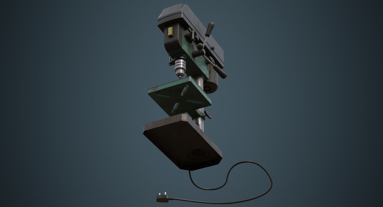 Drill Press 2B Low-poly 3D model_4