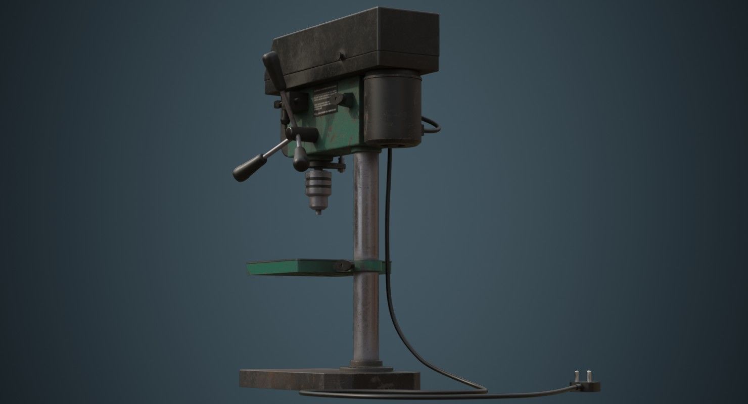 Drill Press 2B Low-poly 3D model_3